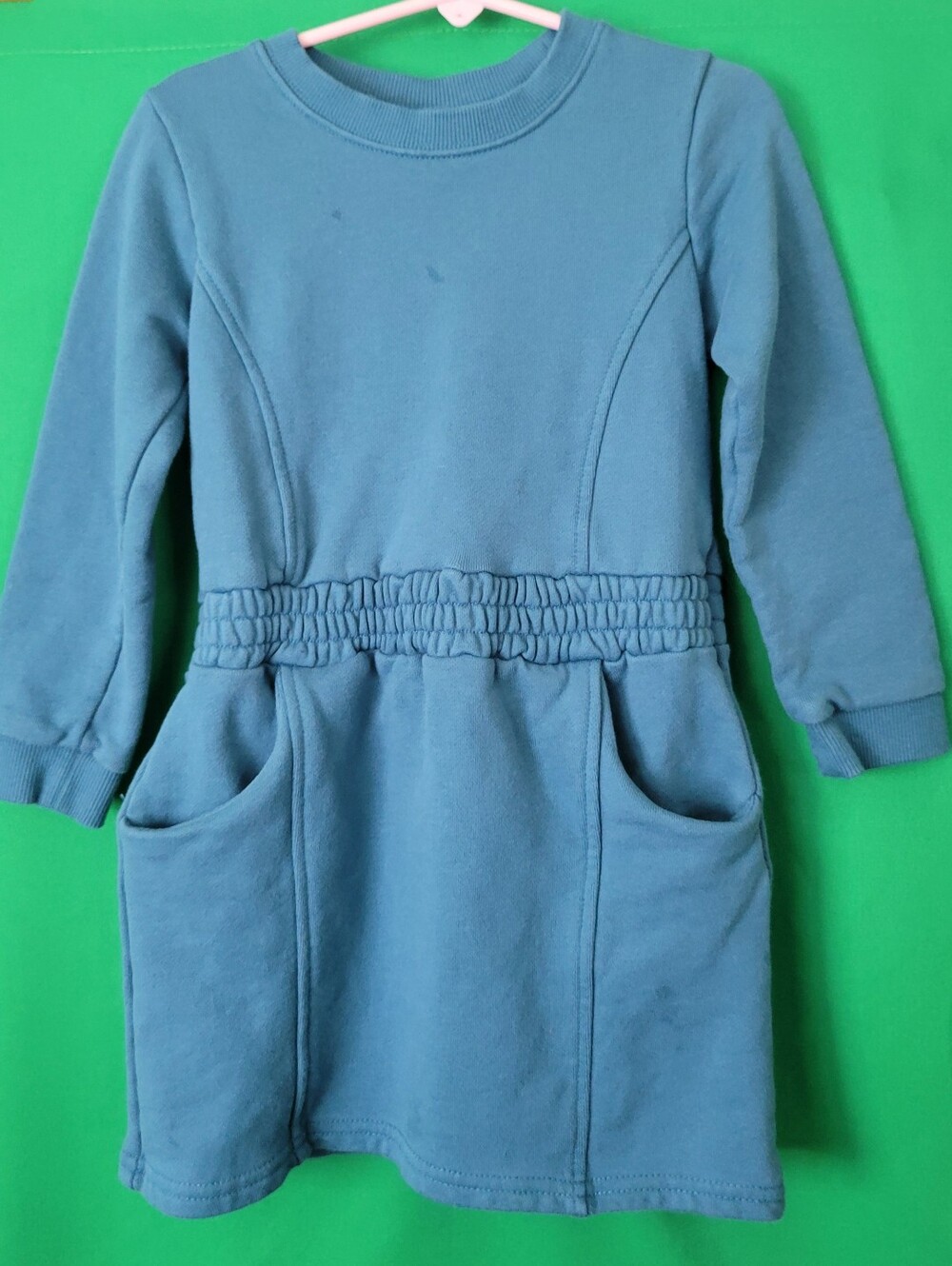 Banana Split Girls Sz 6 Teal Long Sleeve Knit Dress Sweatshirt Pullover Winter